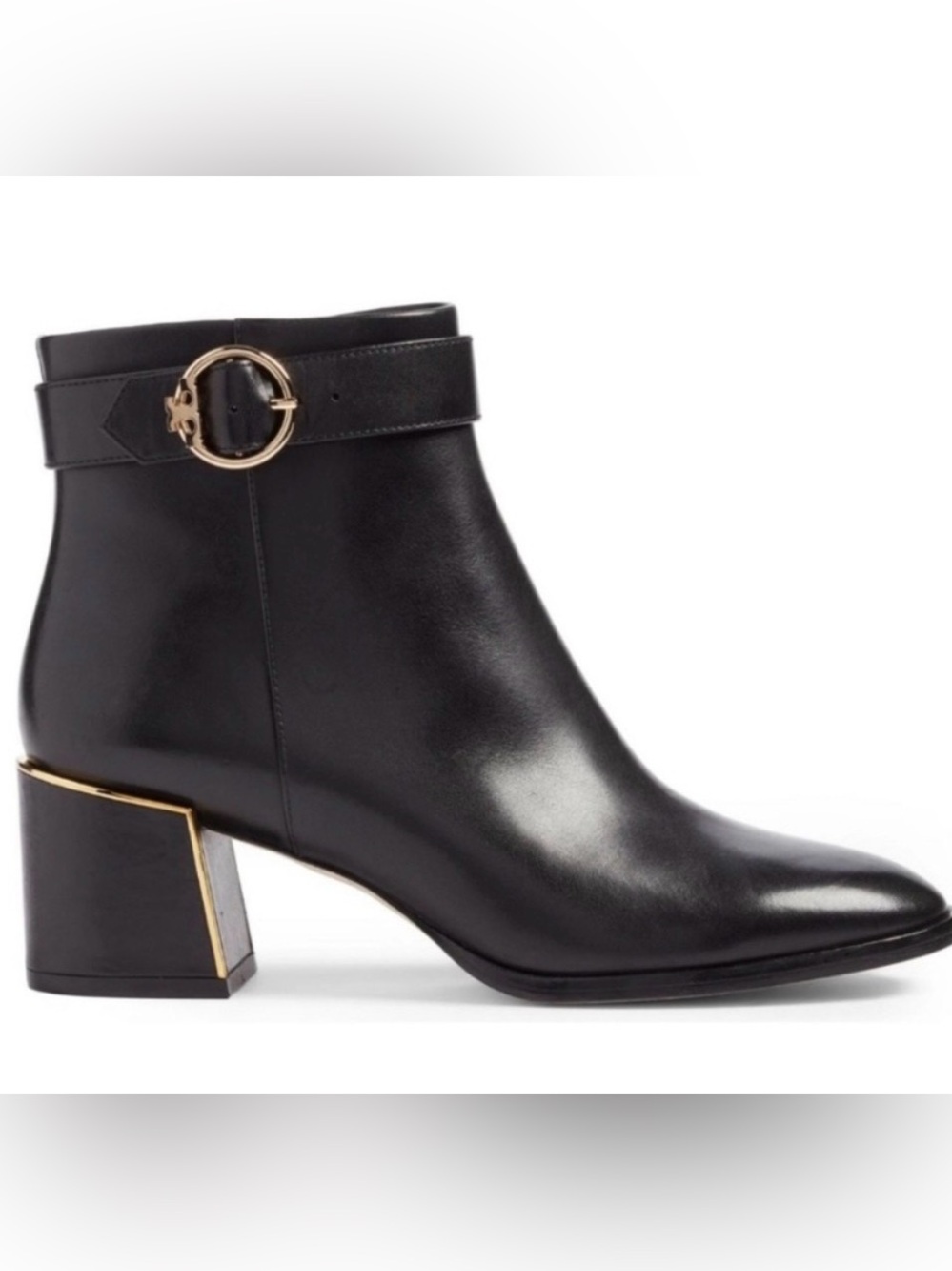 Tory Burch Sophia Bootie 9.5 Black Leather Gold Hardware Rare - Picture 2 of 10